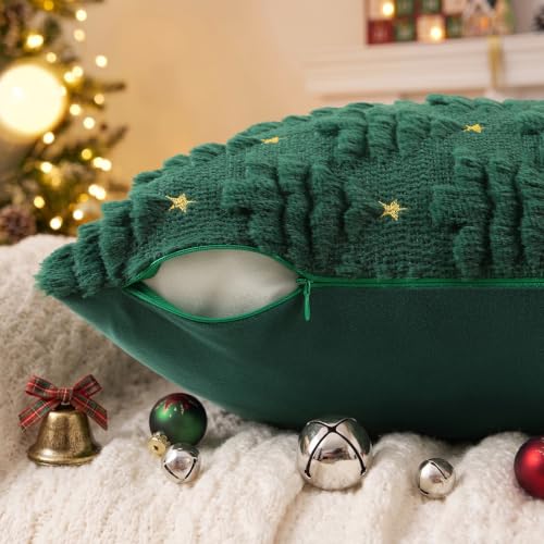 DecorUhome Christmas Tree Dark Green Throw Pillow Covers 16x16 Set of 2 - Holiday Decor