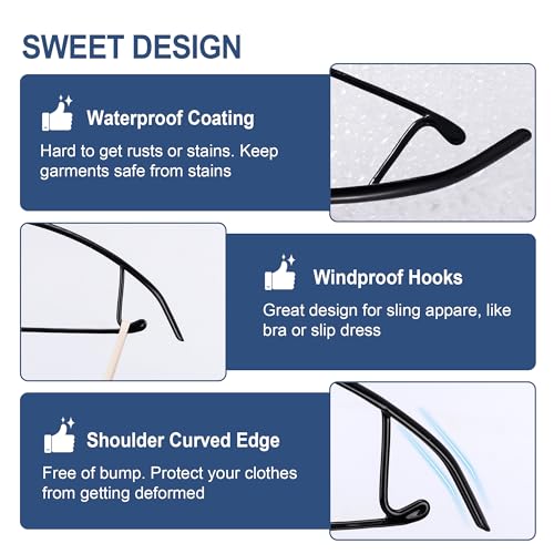 BESSLEE Non-Slip Rubber & Rust-Free Metal Sweater Hangers - Black, 16.5" (Pack of 5)