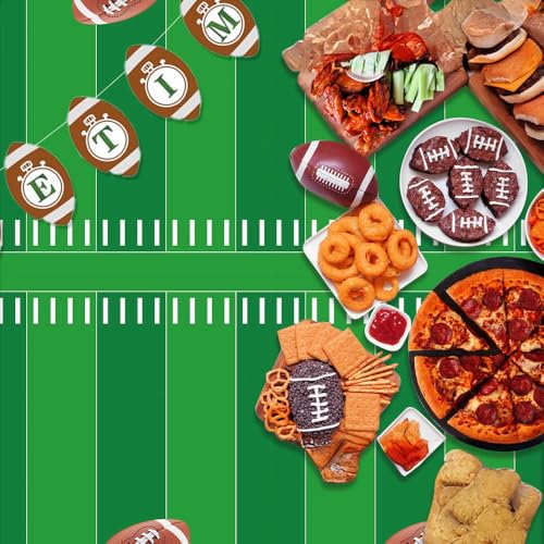 Football Tablecloth Set - 2 Disposable Plastic Covers, 54x108"