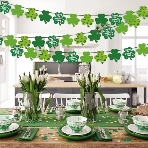 St. Patrick's Day Felt Shamrock Garland Banner - 4 Pack