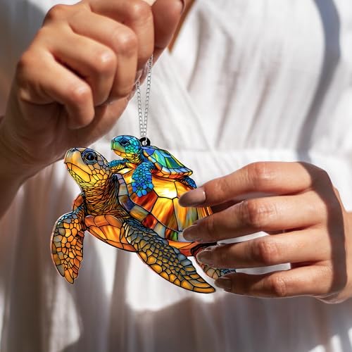 Sea Turtle Gift for Women, Mom & Daughter Christmas Ornament with Card