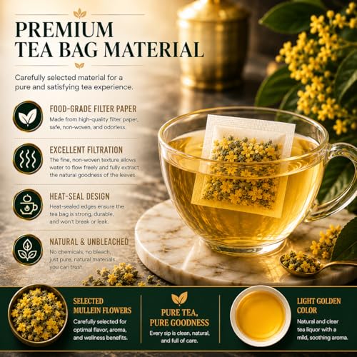 WOTIHA Mullein Tea Bags 65 Count - Natural Herbal Lung Support & Respiratory Tea