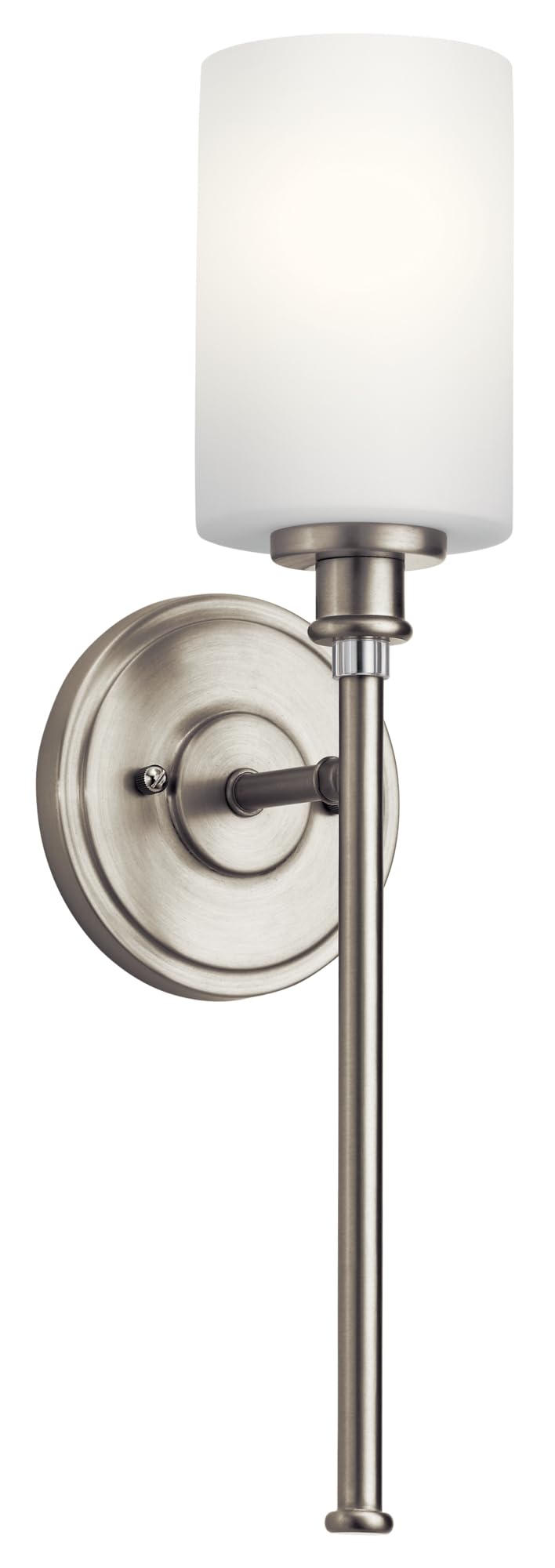 Kichler Joelson 18.25" 1 Light Wall Sconce with Satin Etched Cased Opal and Clear Glass Accent Glass in Brushed Nickel