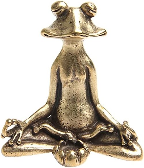 Acxico Solid Brass Frog Figurine - Charming Small Animal Statue for Home Decor | Unique Ornament