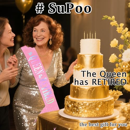 SuPoo Elegant Retirement Sash for Women - The Queen Has Retired Party