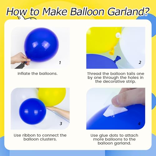 137pcs Royal Blue & Yellow Balloon Arch Kit for Parties