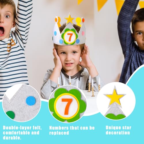 Felt Birthday Crown Hat with Replaceable Numbers for Kids