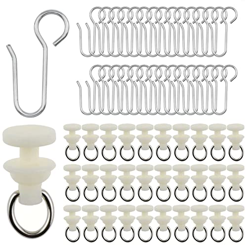 30pcs Stainless Steel Curtain Track Hooks & Gliders for Shower, Window & Room Curtains