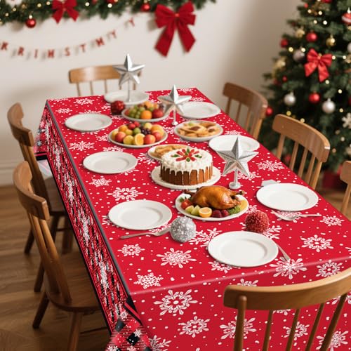 Buffalo Plaid Christmas Tablecloths - 4 Pack, 86x51 Inch