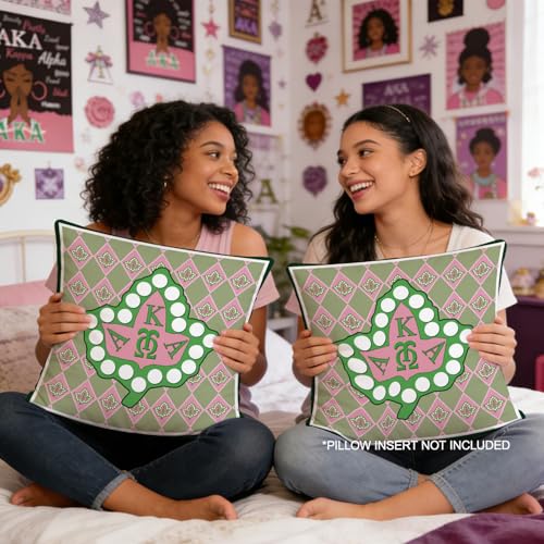 Ivy Leaf Greek Letter Throw Pillow Cover - 18x18 Inch Decorative Cushion for Home