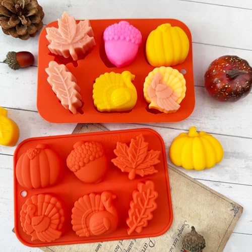 Thanksgiving Silicone Mold Set - 2 Piece Pumpkin & Leaf Molds