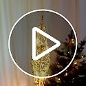 Noiclub Gold Glitter Christmas Tree Topper Star for 6-8FT Trees - Battery Operated, 10 Inch, Warm White LED Lights, Festive Holiday Decor - Golden01