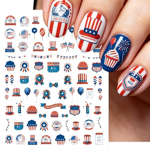 Patriotic Nail Stickers 3D Self-Adhesive American Flag Decals