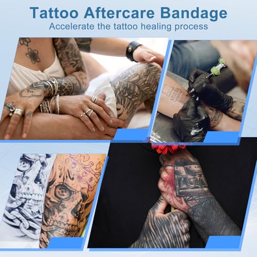 4Rolls 2'' x 5.47 Yard Tattoo Cover Up Tape Tattoo Aftercare Waterproof Bandage, Second Skin Tattoos Cover Patch Tattoos Healing Wrap, Protective Tattooing Wrap for Wound Dressing, Swimming, Shower