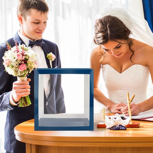 Blue Wedding Card Box with Clear Window - 9x5.1x9 Inch