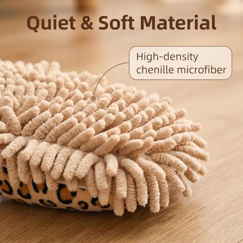 Yusarinl Microfiber Mop Slippers Reusable Washable Floor Cleaning Shoes - Leopard Print, US Women 5.5-9 / Men 6-7