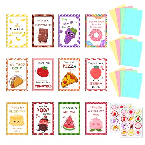 Auch Funny Cute Thank You Cards Bulk 24 Pack with Envelopes & Stickers