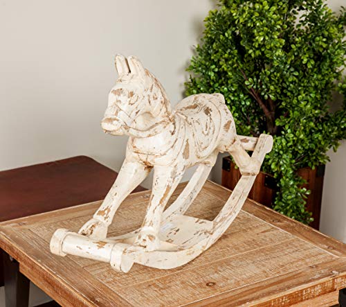 Deco 79 Mango Wood Horse Decorative Sculpture Home Decor Statue, Accent Figurine 27" x 7" x 17", White