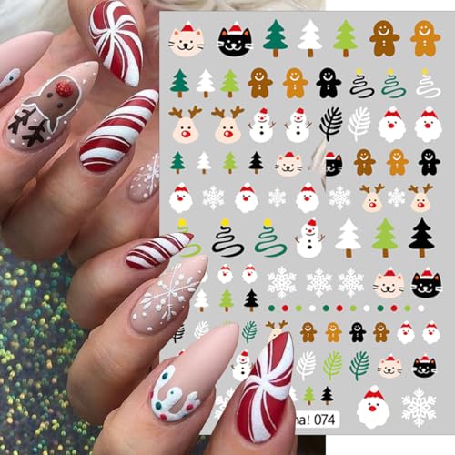 Christmas Nail Stickers 8 Sheets Santa Claus Elk Snowflake Self-Adhesive Decals