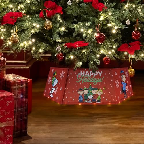 Peanuts Christmas Tree Collar Lighted 26 Inch Diameter with 6 Holiday Scenes