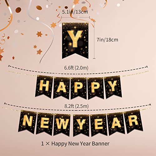 Happy New Year Banner 2026 - Pre-Strung 10ft NYE Decorations
