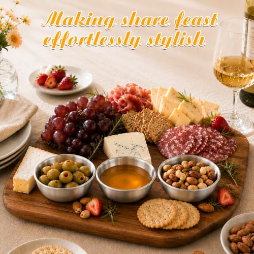 LIEMAND Stainless Steel Dipping Bowls, 3.5oz, 8-Pack - Stackable Ramekins for Dips & Snacks