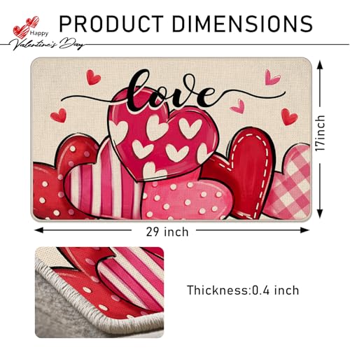 Valentine's Day Love Heart Decorative Door Mat 1'5" x 2'5" - Pink