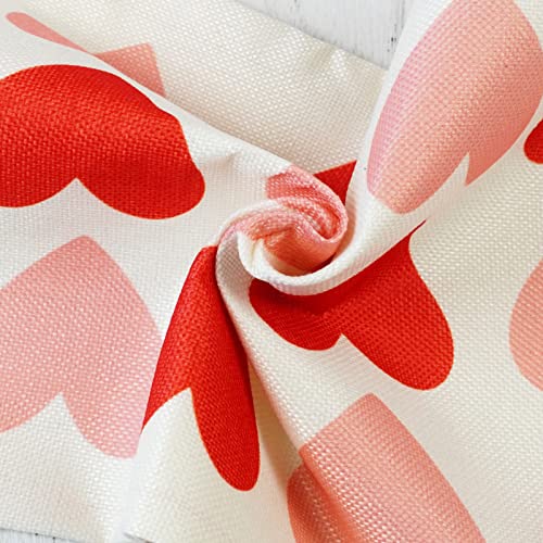 ONWAY Valentine's Day Heart Lumbar Pillow Cover, Pink 12x20 Inch Throw Case