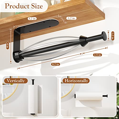 Winproper Black Under Cabinet Paper Towel Holder – Stainless Steel Wall Mount
