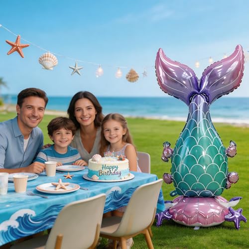 PHOGARY 2 Pcs Large Standing Mermaid Tail Balloons for Birthday Party