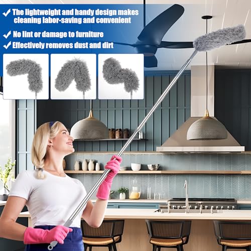 4-Piece Microfiber Retractable Duster Set - 100 Inch Extendable Gap Duster