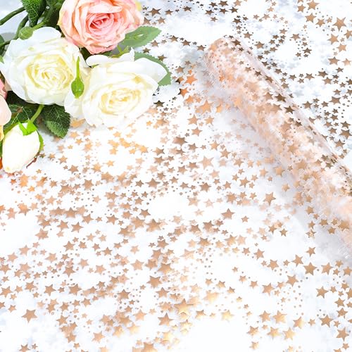 Rose Gold Star Table Runner | 16ft Glitter Tulle for Weddings & Parties