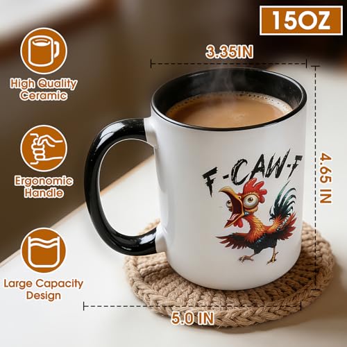 Funny Chicken Coffee Mug 15oz - Novelty Ceramic Cup (FCF)