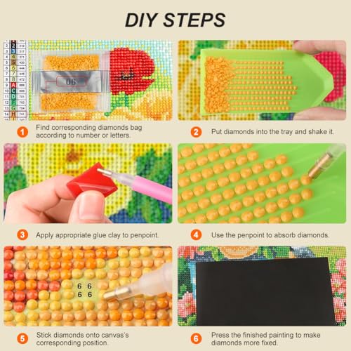 Reluohuo 5D Diamond Painting Kit for Adults - Full Drill DIY Art 12x12