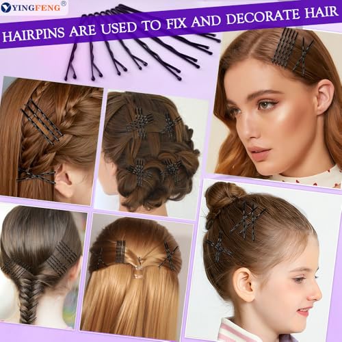 510-Piece Black Bobby Pins, U-Shaped Hair Clips, Bands and Nets Kit