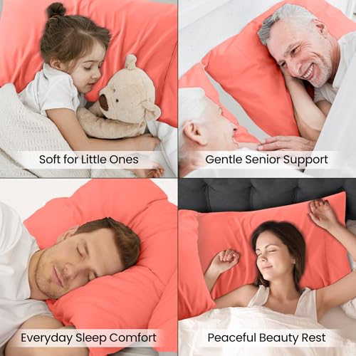 Utopia Bedding King Size Pillow Cases - Set of 4, Soft Microfiber, Coral