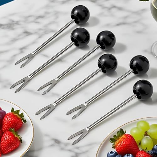 Kraledge 6-Piece Stainless Steel Fruit Fork Set with Holder