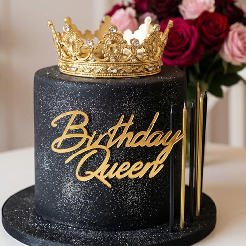 15Pcs Acrylic Happy Birthday Cake Toppers Gold and Silver Cupcake Decor