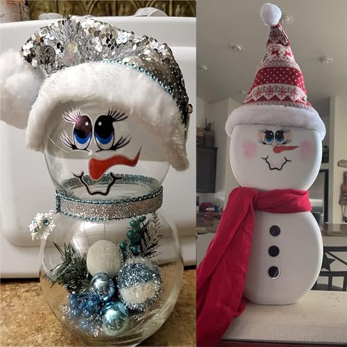 Christmas Snowman Face Stickers Set for Holiday Decorations - Waterproof Vinyl Decals