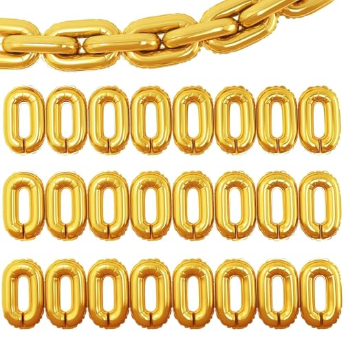 Gold Foil Chain Balloons - 24PCS 16 Inch for 80s 90s Parties