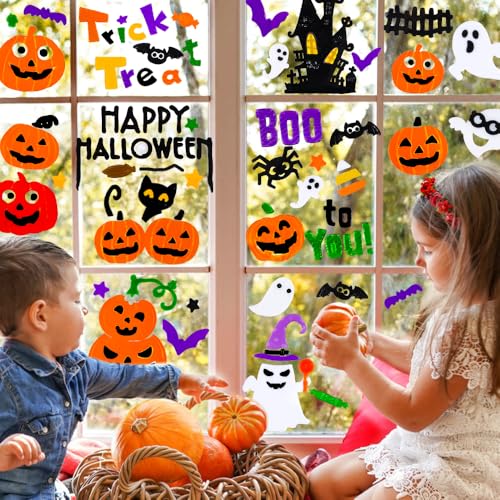 Halloween Gel Window Clings - 6pcs Spooky Decor Decals