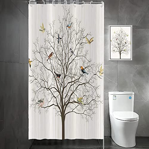 Yeele Birds Shower Curtain, Boho Farmhouse Waterproof Fabric, 48x72 Inch