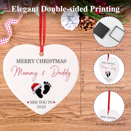 Baby's First Christmas Ornament 2025 - Heart-Shaped Ceramic Keepsake