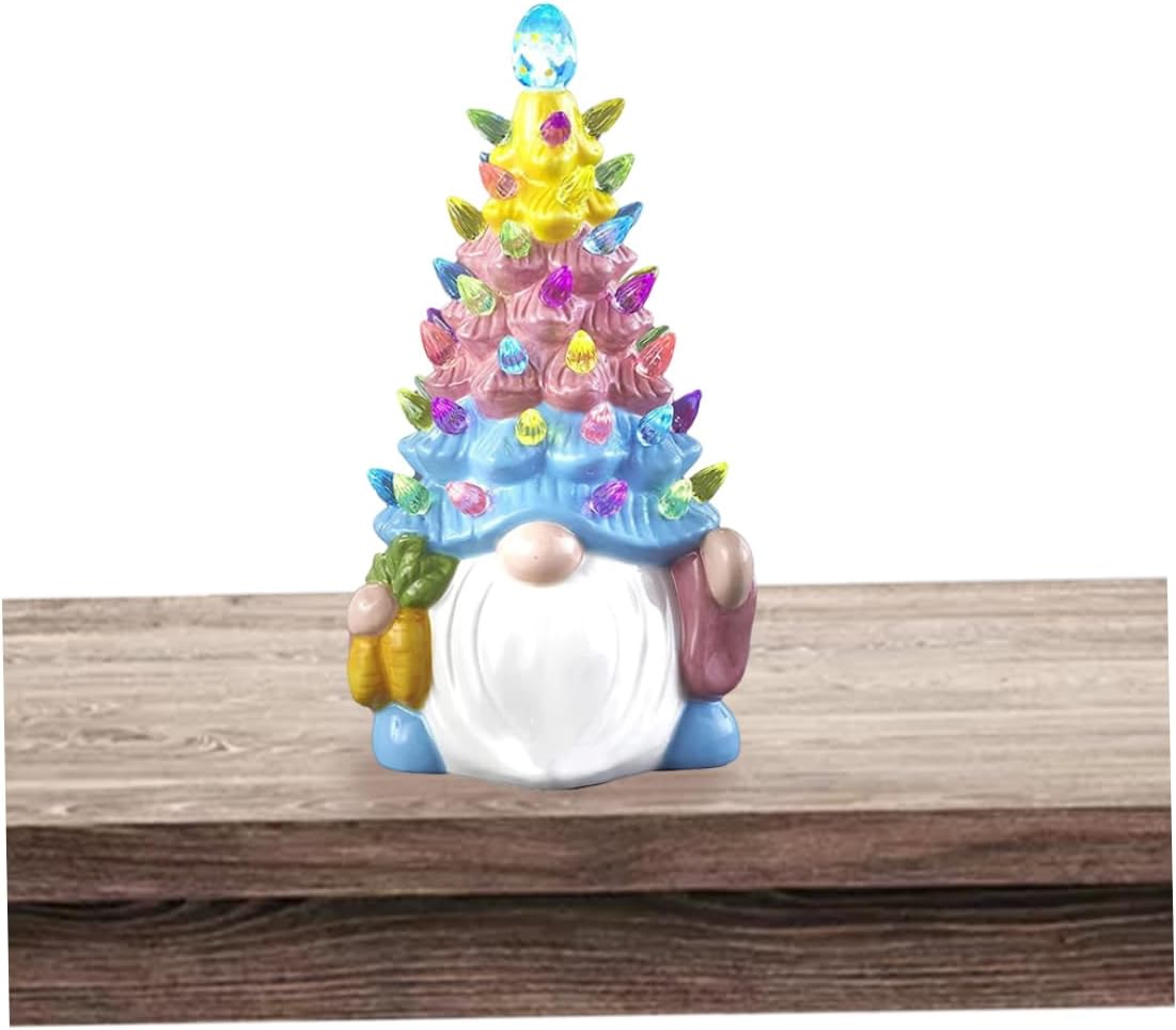 Naisicore Light Up Easter Bunny Gnome Decoration - 15cm Resin Figurine for Home & Office Decor | 1 Piece