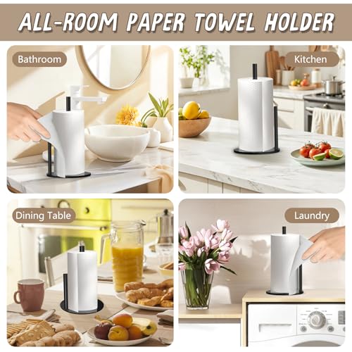 Black Countertop Paper Towel Holder with Weighted Base