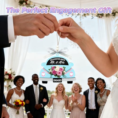 Our Adventure Awaits Wooden Car Hanging Ornament for Engagement