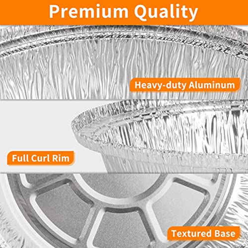 LUCKMETA 7'' Round Disposable Aluminum Foil Pans with Lids - 30 Pack