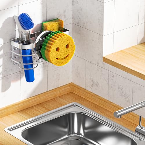 Cisily Stainless Steel Sponge Holder for Kitchen Sink Caddy