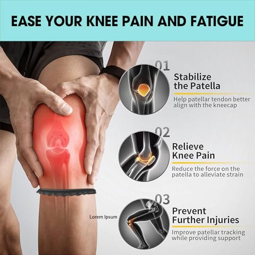 2 Pack Patella with Knee Brace for Patella Tendon Pain Relief - Knee Brace for Tendonitis Jumper Running Sports Basketball Men Women Knee with Patella Support (White) (Black)