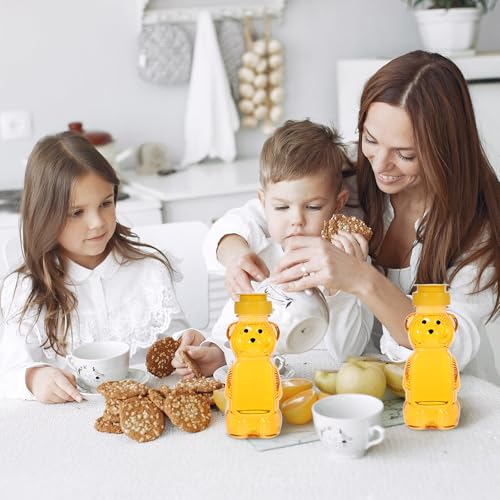 Set of 2 Cute Honey Bear Squeeze Bottles with Flip Lids - 8 oz